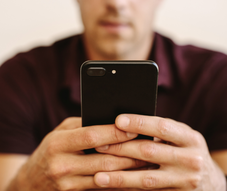 Man holding smartphone